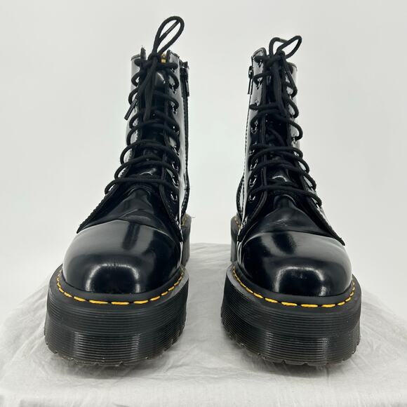 Women's 7M Black Doc Dr. Marten's Jadon Smooth Leather Platforms Boots - Picture 2 of 8